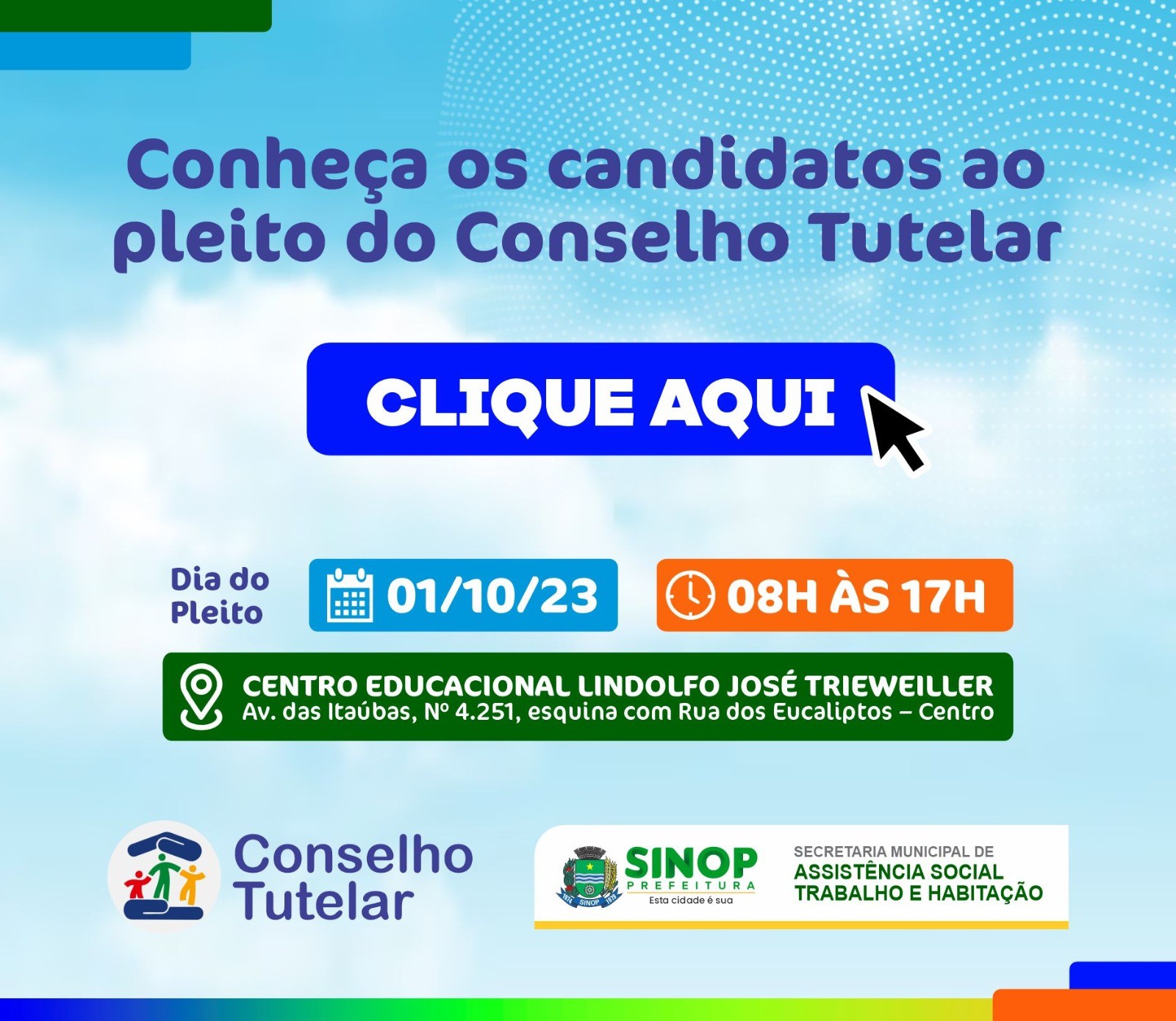 Sinop:Eleição para novos membros do Conselho Tutelar será neste domingo (1); confira a relação de candidatos